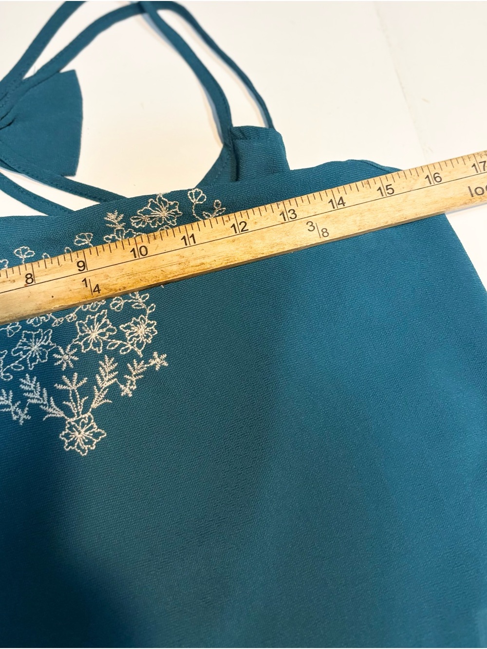 Women’s Teal Double-Strap Embroidered Floral Camisole medium - Picture 9 of 10
